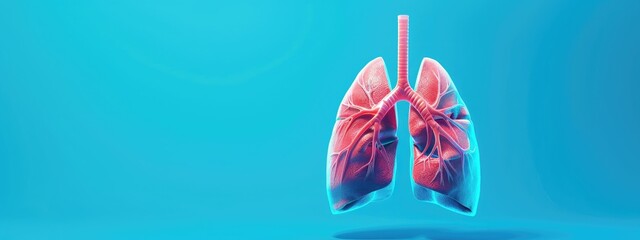 3d human lung. lungs isolated on blue background. lung disease. Pneumonia. cancer
