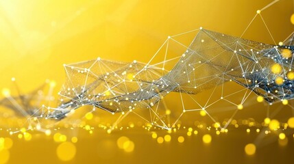  Yellow boat on yellow background with lines and dots