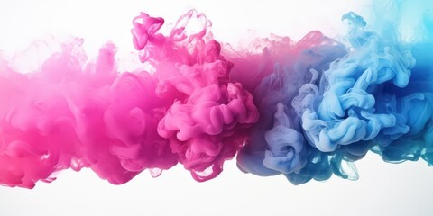 Wall Mural - Abstract Ink Swirls in Pink and Blue