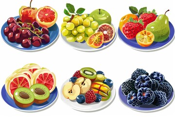 Wall Mural - illustrations fruit platters