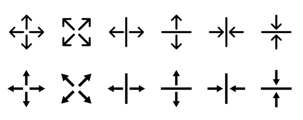 Wall Mural - expansion icon. arrow symbols. arrow vector icon with different four dirrections. arrows indicating 
