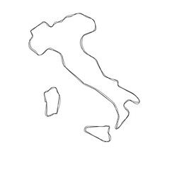 Wall Mural - Italy country simplified map.Thin triple pencil sketch outline isolated on white background. Simple vector icon