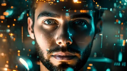 science and technology empower human and world future, digital transformation man with computer program coding ai artificial intelligence automated futuristic background