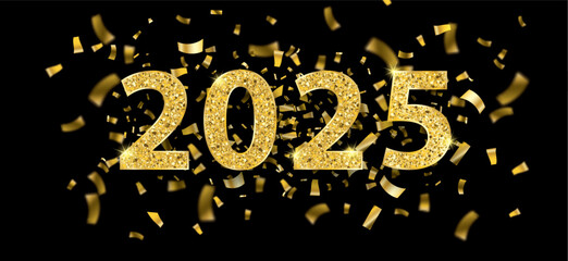 Wall Mural - 2025 Centre Golden Confetti Black Header