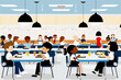 © ADDICTIVE STOCK - Students Enjoy Lunch in a Colorful School Cafeteria. Generative AI