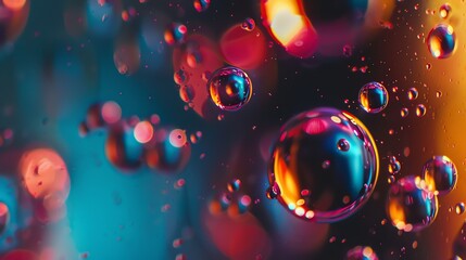 Wall Mural - Close-up of floating colorful bubbles