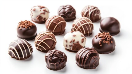 chocolate candies on a white background