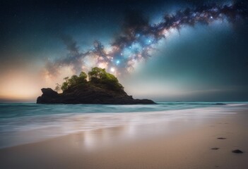 Wall Mural - of star epic milkyway way blue night galaxy ethereal coast coastline beach milky view