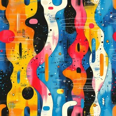 Wall Mural - A colorful and abstract patterned background with a variety of shapes and colors