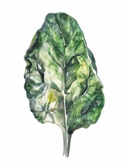 Wall Mural - Watercolor Illustration of Green Leaf: Nature's Elegance