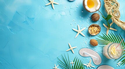 Poster - Seashells and Starfish on a Sandy Beach