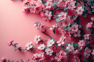 Wall Mural - A pink flower arrangement with a pink background