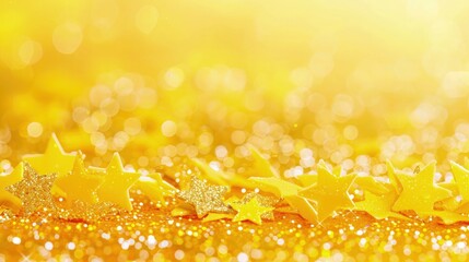 Wall Mural - a bright yellow glitter background with shiny yellow star confetti, providing a cheerful and sunny b