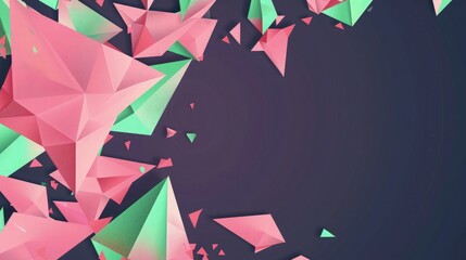 Wall Mural - a chic pink and green gradient birthday paper, featuring abstract geometric shapes, displayed agains