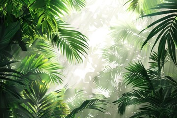 Wall Mural - Tropical Rainforest with Sunlight Filtering Through Leaves