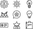 © Rony - set of skills icon line art. skill, concept, development, education, training, skills, youth, creative