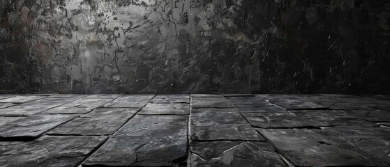 Wall Mural - Dark Concrete Wall with Stone Floor Background