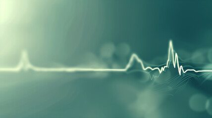 Abstract Heartbeat Line Pulsing Across a Serene Softly Lit Background