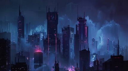 Wall Mural - Futuristic Cityscape at Night