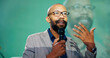 © WesSide/peopleimages.com - Conference, presentation or speech and public speaking man with microphone on stage for development seminar. Business, black man and workshop with motivational speaker person in corporate auditorium