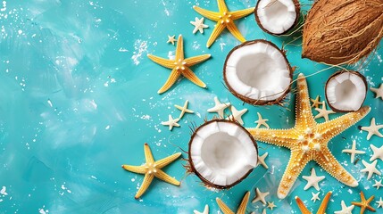 Wall Mural - Coconut and Starfish Summer Decor