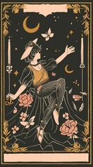 illustrations of tarot cards, the theme of isoterics and fortune telling AI Generative
