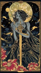 illustrations of tarot cards, the theme of isoterics and fortune telling Generative AI