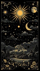 Wall Mural - illustrations of tarot cards, the theme of isoterics and fortune telling AI Generative