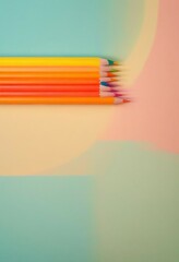 Wall Mural - colored crayons lined up side by side, ad shot