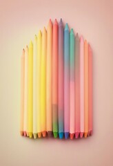 Wall Mural - colored crayons lined up side by side, ad shot