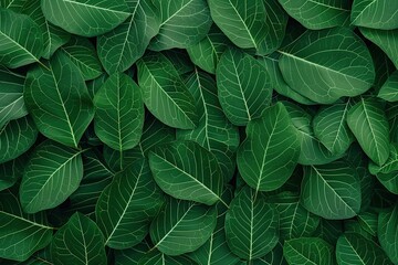 Green leaves with circuitry pattern, close-up, representing eco-technology strategy, sustainable development