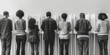 © OMGAi - Diverse Group of People at Voting Booths. A diverse group of seven people, viewed from the back, casting their votes at individual voting booths. Image highlights participation in democratic process.