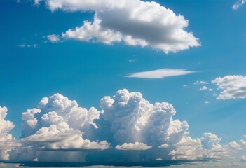 Canvas Print - summer portrait of the vibrant sky with fluffy white clouds