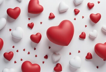 Wall Mural - Romantic 3D Valentine's Day Hearts - Transparent Background Design