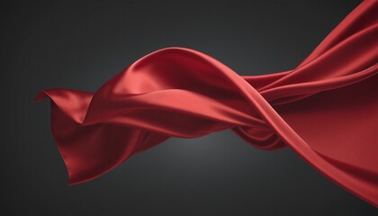 Wall Mural - Luxurious Red Silk Fabric Abstract Background with Flowing Waves