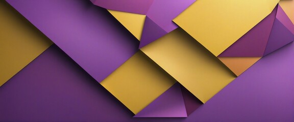 Wall Mural - Metallic geometric paper pattern with abstract triangular shapes on a yellow and purple background for website, business, and print design templates