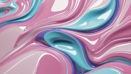 Wall Mural - Vibrant three-dimensional holographic design illustration with abstract fluid shapes and high-colored gradient colors