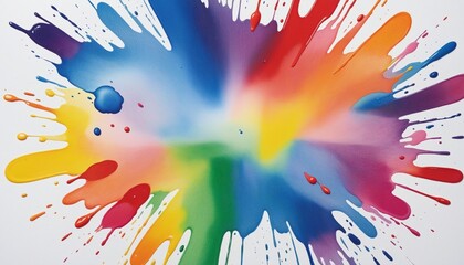 Wall Mural - colorful watercolor splashes in a vibrant rainbow palette, set within an artistic rectangle frame on