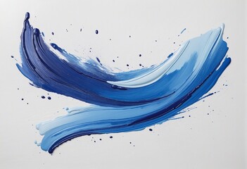 Wall Mural - Abstract blue brush strokes on white canvas border with a creative drawing texture, isolated with clipping path