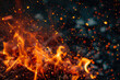 © Damianius - Bright Glowing Fire Sparks From A Fire On A Dark Background For Graphic Ideas Created Using Artificial Intelligence