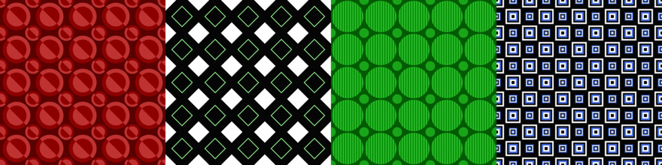 Wall Mural - seamless geometric threetone pattern set
