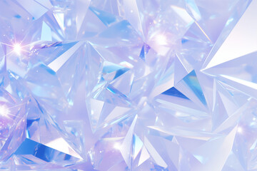 Wall Mural - transparent crystals with shining facets on a light background. abstract pattern of sparkling crysta