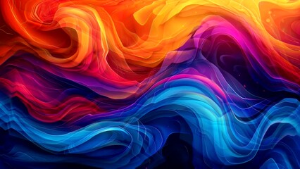 Wall Mural - Dynamic abstract swirls in vibrant red, orange, blue, and purple hues. Abstract design concept