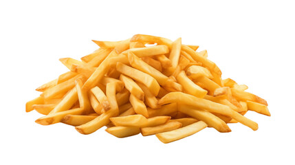 Canvas Print - Heap of tasty potato fries transparent background.