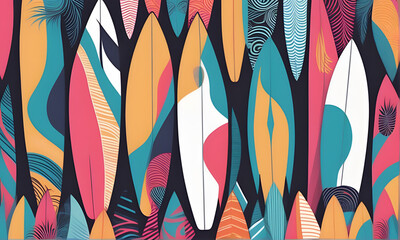 Colorful Abstract Surfboard Design Pattern