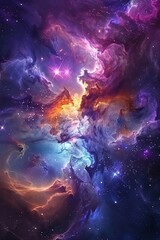 Wall Mural - vibrant cosmic nebula with bright colors in outer space