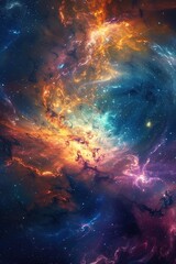 Wall Mural - vibrant cosmic nebula with bright colors in outer space