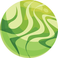 Wall Mural - green planet sphere with a liquid swirling surface, isolated on a white background