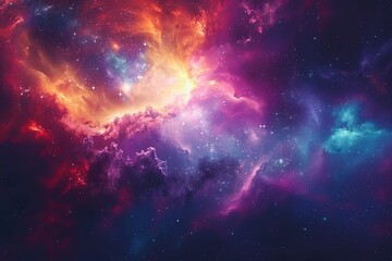 Wall Mural - vibrant cosmic nebula with bright colors in outer space