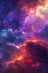 Wall Mural - vibrant cosmic nebula with bright colors in outer space